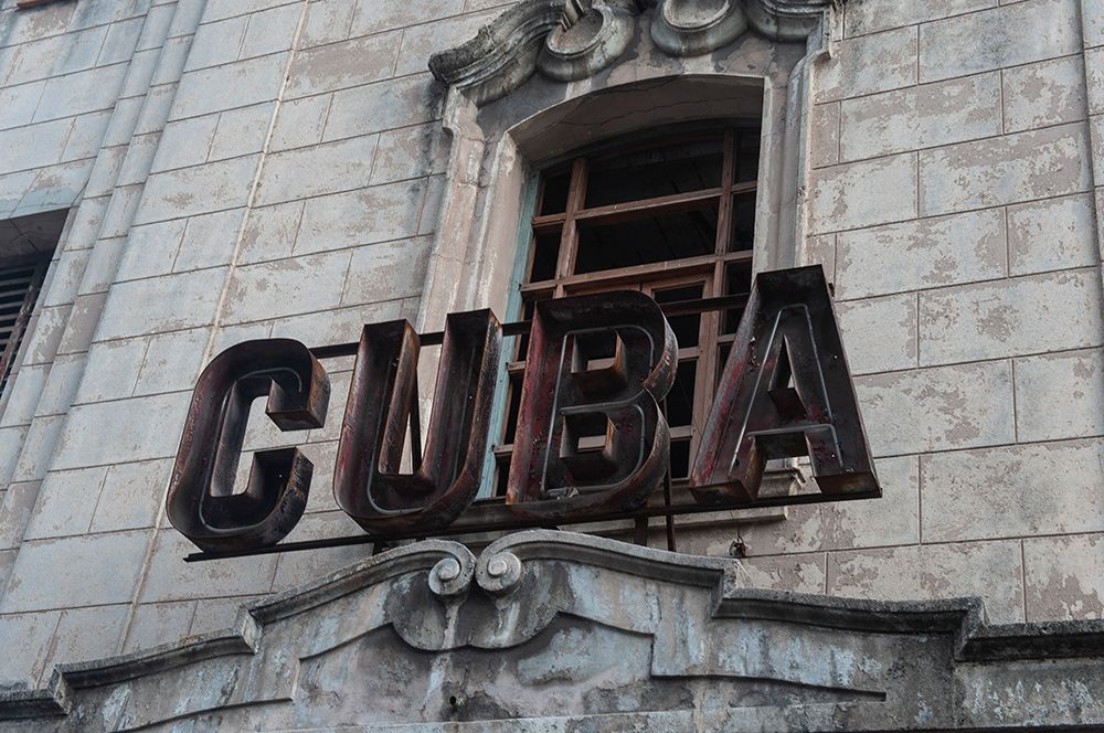 Havana, Cuba. Classic Cuba sign on a building in the town of Havana.